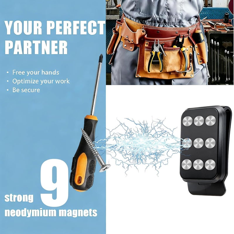 bjsdkff Magnetic Tool Holder Super Strong Tool Holster, Magnet Belt Clip Neodymium Magnet Leather Sleeve for Screws, Hammers, Sockets, Pliers, Drills, Wrenches Magnetic Tools and Hardware 2 Pcs - Image 4
